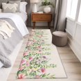 thumbnail image 4 of Colorful Flowers 2'x6' Runner Rugs for Hallway Kitchen Bedside Non Slip, Spring Floral Leaves Botanical Country Beige Entryway Rug Runners with Rubber Backing, Long Carpet Runner for Laundry Room, 4 of 8