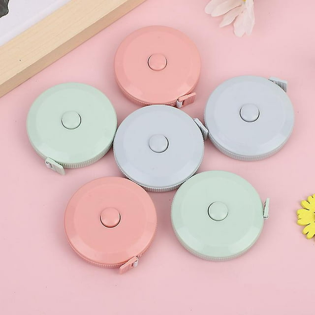 Cinta métrica retráctil, cinta métrica de tela suave de 60 pulgadas para el cuerpo, cinta métrica de costura con botón para cintura de tela (paquete de 6)