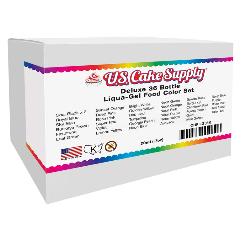 U.S. Cake Supply 12 food color u.s. cake supply 2.3-ounce liqua-gel cake  food coloring variety pack with color mixing wheel - made in the u.s.