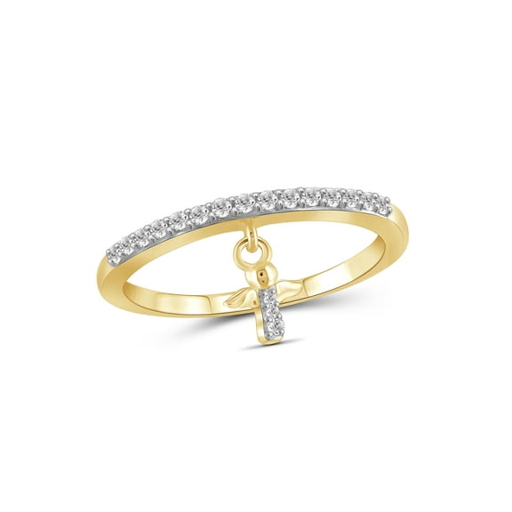 JewelersClub Diamond Rings for Women – 1/5 Carat White Diamond Ring Jewelry– 14K Gold Plated Silver Bands for Women –– Ring by JewelersClub