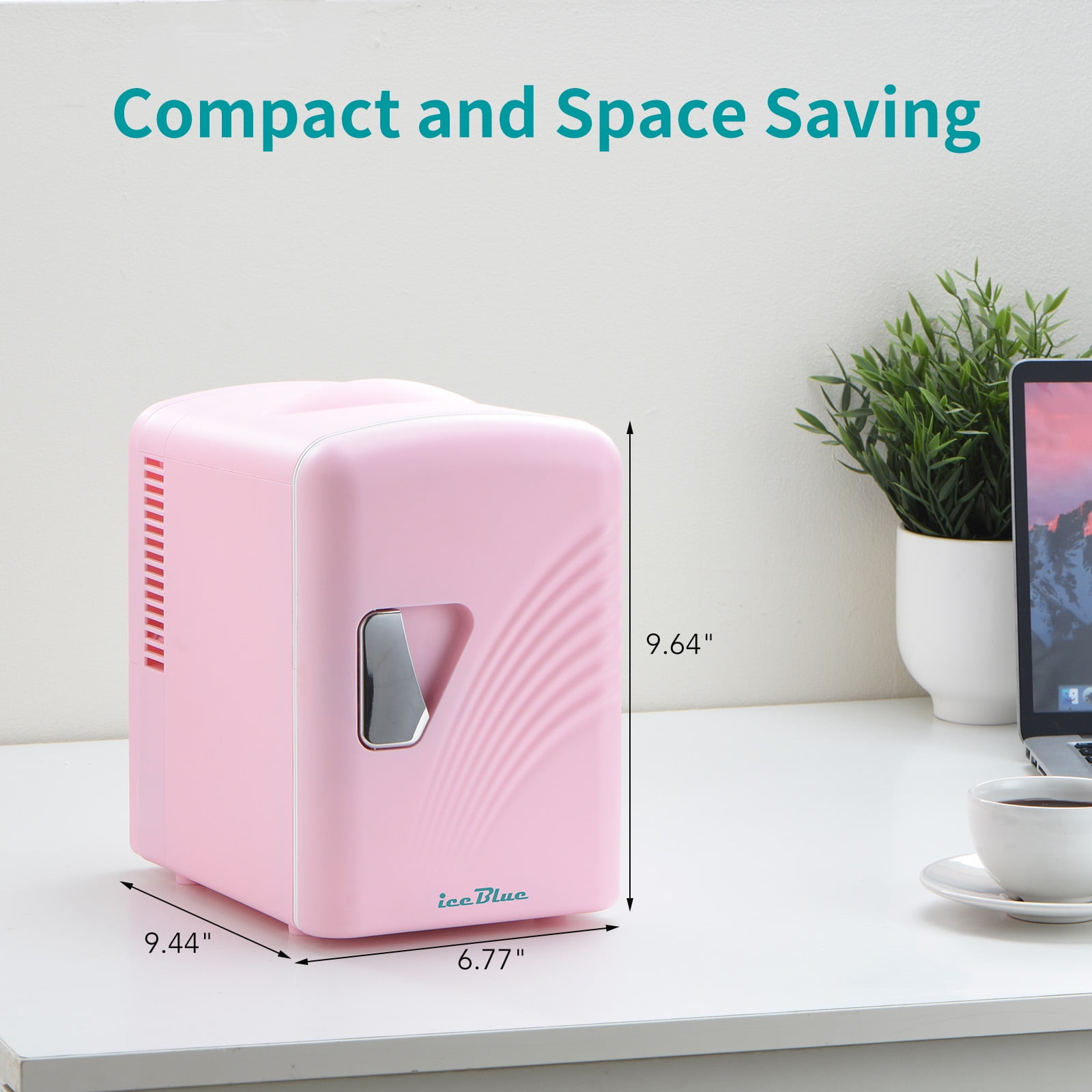 Iceblue Personal Mini Fridge, New Pink Beverage Cooler for Home and Car