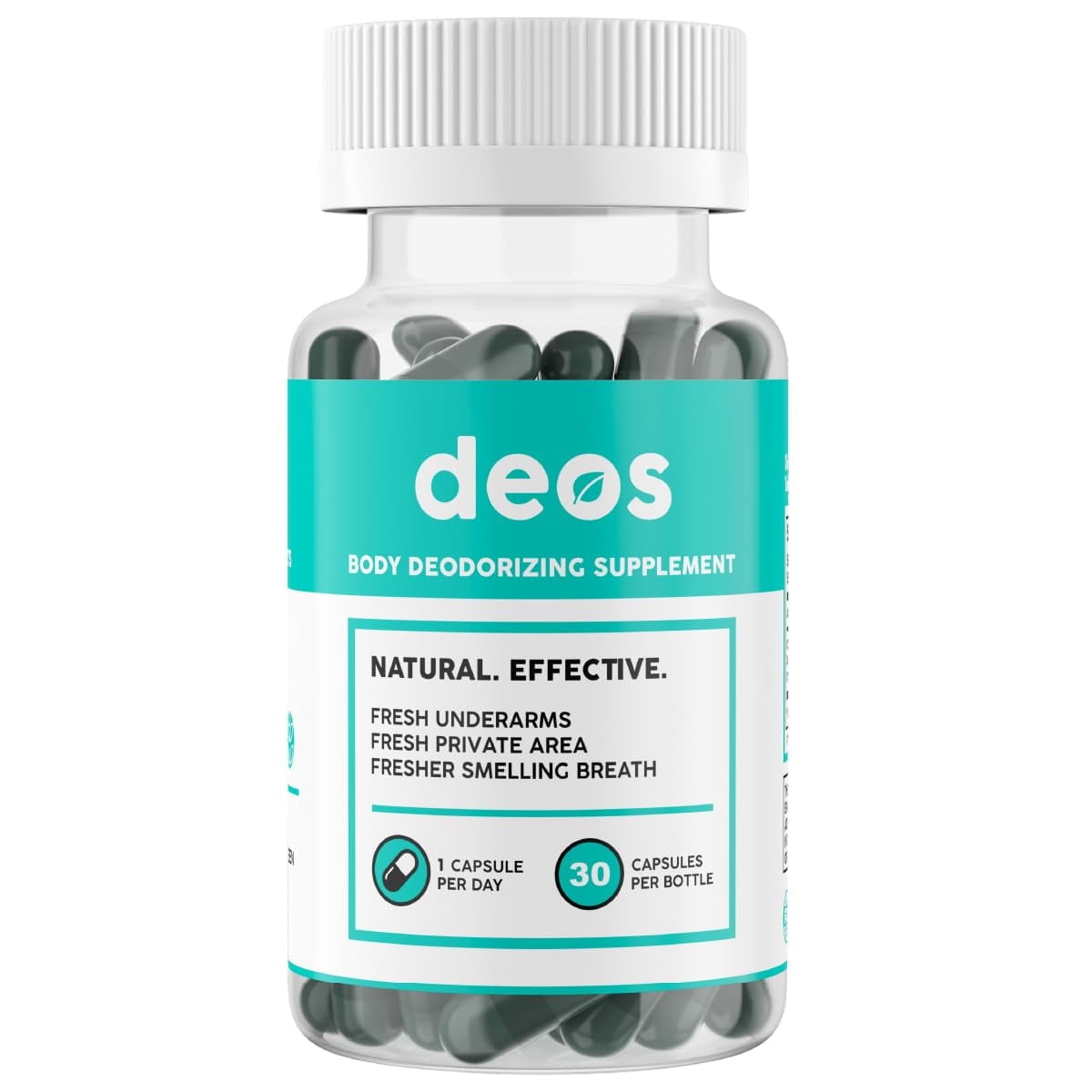 DEOS® Internal Deodorant Supplement, 30 Capsules, Chlorophyll, Parsley & Peppermint, Daily Dietary Supplement