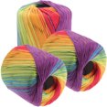 thumbnail image 4 of 3 rollos de hilo teñido en segmentos de color para tejer a mano, tejer a ganchillo, tejer a mano ..., 4 of 7