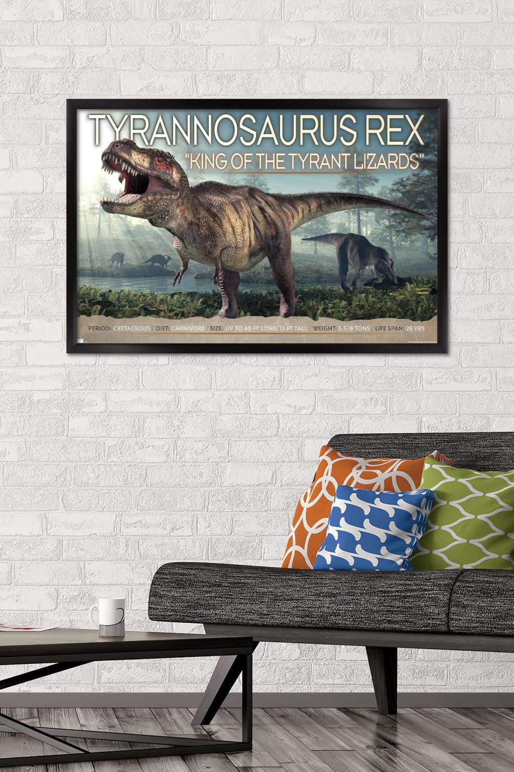 Dinosaurs - T-Rex Wall Poster, 22.375" x 34", Framed