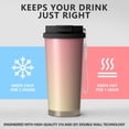 thumbnail image 2 of 18oz Travel Coffee Mug, 316 Stainless Steel Vacuum Insulated Tumbler with 2-in-1 Straw Lid & Strap, Color Gradient Print, 2 of 6