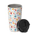 thumbnail image 2 of Uemuo Fast Food 2 Print Carry Insulated Coffee Mug, Travel Mug with Hidden Handle, Insulated Coffee Flask, Leak-proof Travel Mug Insulated Mug for Office, 2 of 8