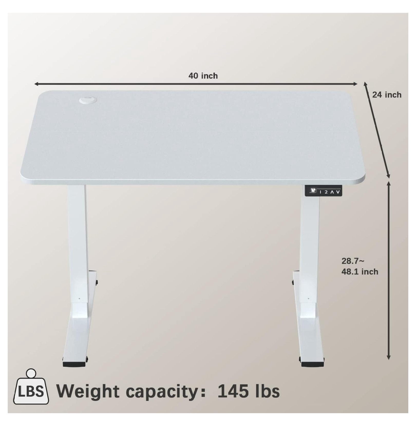 WDZS Electric Height Adjustable Standing Desk Large 40 x 24 Inches Sit Stand up Desk Home Office Computer Desk Memory Preset with T-Shaped Metal Bracket, White