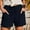 Navy, variant on FRSASU Cotton Linen Shorts for Women Plus Size Elastic Waist Drawstring Summer Beach Shorts with Pockets Yellow
