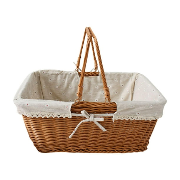 Cesta de picnic de ratán sintético, cesta de almacenamiento, cesta decorativa tejida con asa, cesta de picnic ligera, cesta de frutas para , Style E Estilo E