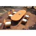 thumbnail image 4 of Grade-A Teak Dining Set: 6 Seater 7 Pc: 118" Double Extension Mas Oval Trestle Leg Table And 6 Veranda Chairs (2 Arm & 4 Armless Chairs) WholesaleTeak #WMVR84, 4 of 4