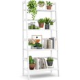 thumbnail image 1 of ZXNYH Ladder Bookshelf, 4-Tier Bamboo Ladder Shelf 49.2” Book Shelf Bookcase Floor Freestanding Bathroom Storage Rack Plant Stand for Home Office, Bedroom, Living Room, Easy to Assemble, Natural, 1 of 7