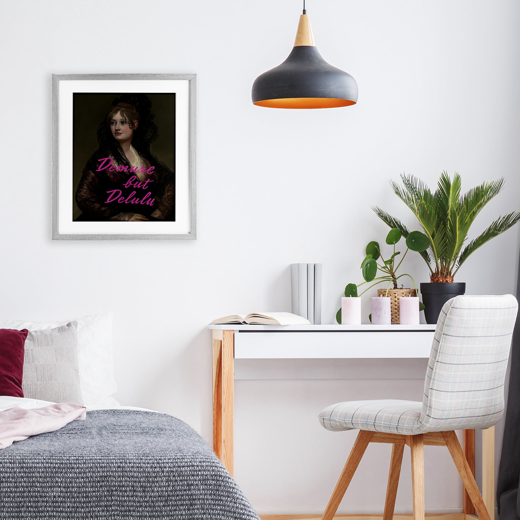 Stupell Industries Iconic Demure But Delulu Gray Framed Print Under Glass, design by Grotto Studios