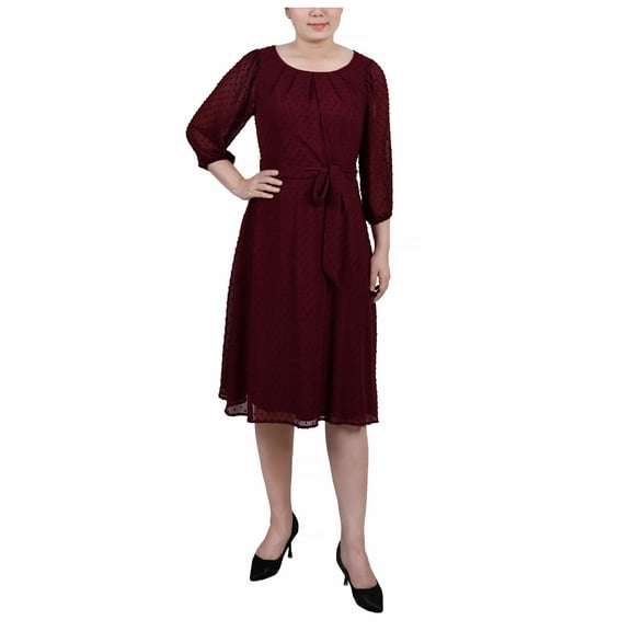 NY Collection Womens Petites Textured Knee Length Shift Dress