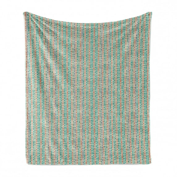 Mosaic Soft Flannel Fleece Throw Blanket, Repetitive Terrazzo Vertical Irregular Squared Shapes, Cozy Plush for Indoor and Outdoor Use, 50" x 60", Eggshell Multicolor, by Ambesonne