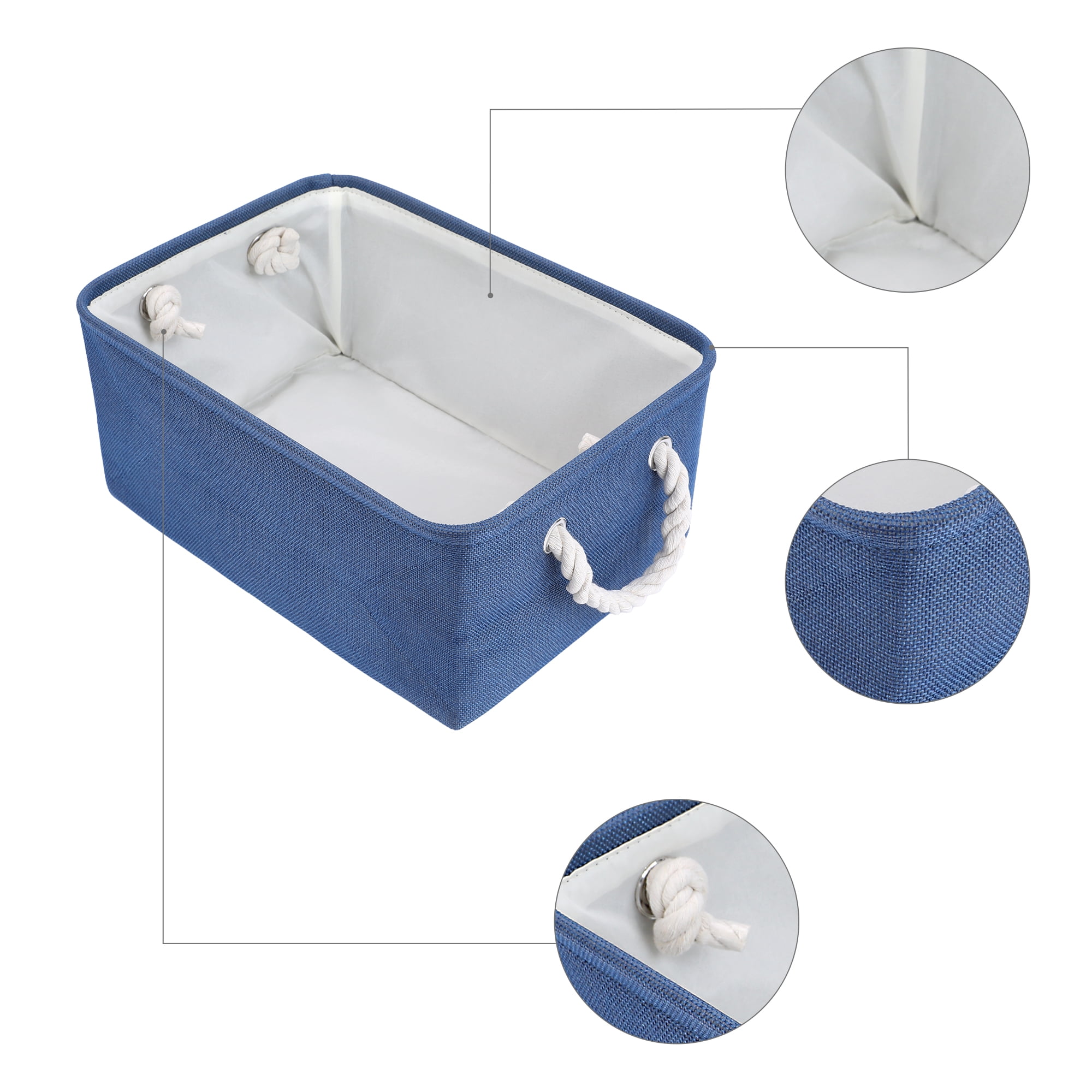 Unique Bargains Storage Bin with Handles for Closet Organizers Blue 14.2"x10.2"x6.3"