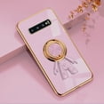 thumbnail image 2 of Compatible with Samsung S10 Plus Case Silicone TPU Shockproof Samsung Galaxy S10 Plus Phone Case Plating Astronaut Cute Pattern TPU Cases with Ring (Purple), 2 of 14