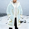 thumbnail image 2 of Men's Christmas Winter Front Print Real 毛边 Cardigan Slim Casual Open Front Mantle Sweater With No Zippers Or Buttons Light Blue S, 2 of 3