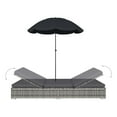 thumbnail image 3 of vidaXL Outdoor Lounge Bed with Umbrella Poly Rattan Grey, 3 of 5