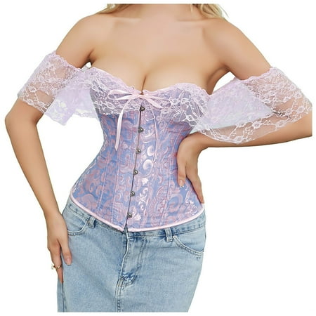 Corset Top Bustier for Women with Sleeve Plus Size off The Shoulder Waist Cincher Lingerie Shapewear