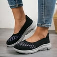 thumbnail image 2 of Women's Low Top Mesh Walking Tennis Shoes Lightweight Wedge Platform Non Slip Soft Sole Casual Sneakers Black Size 7, 2 of 6