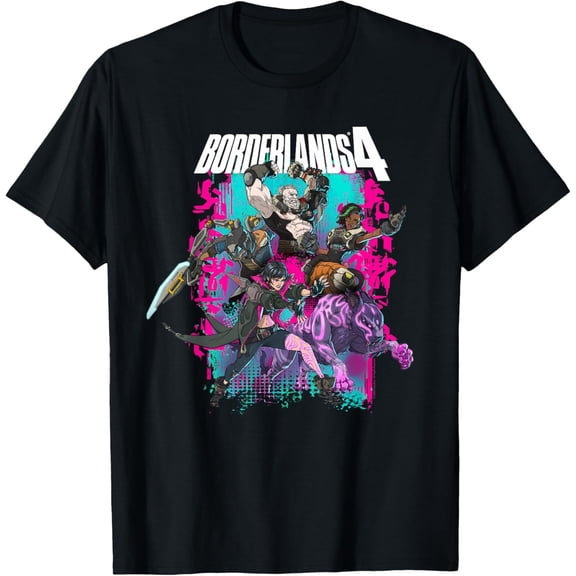 Borderlands 4 Colorful Heroes Collage Graffiti Video Game T-Shirt