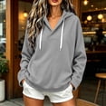 thumbnail image 2 of Aezemi V Neck Hoodie Sweatshirts Women Drawstring Pullover Fashion Workout Casual Winter Fall Outfits Womens Fashion Comfy Daily All Match Sweatshirts S, 2 of 7