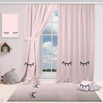3S Brother's Sleepy Pink 100% Blackout Curtains for Kids Bedroom Thermal Insulated Noise Reducing Home Décor Printed Window Curtains Single Curtain Panel - Made in Turkey (52"Wx108"L)
