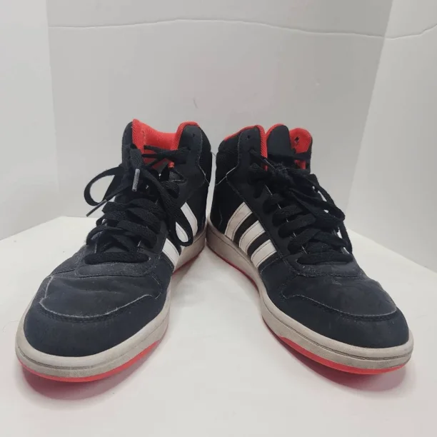 Adi - das Mens Black Leather Hoops 2.0 Mid Top Basketball Sneakers Shoes Size 6.5