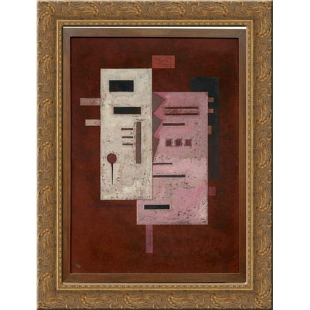 Soft roughness 24x18 Gold Ornate Wood Framed Canvas Art by Wassily Kandinsky