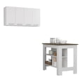 thumbnail image 1 of FM FURNITURE Caledon 2-Piece Modern Engineered Wood Kitchen Set in White/Walnut, 1 of 7