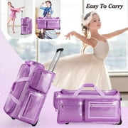 Dance Bag with Garment Rack, Purple Clothes Duffel Dance Bag with Rack 28Glitter Dance Competition Must Haves Costumes Rolling Garment Bags For Travel Collapsible Suitcase for Dancer Performer