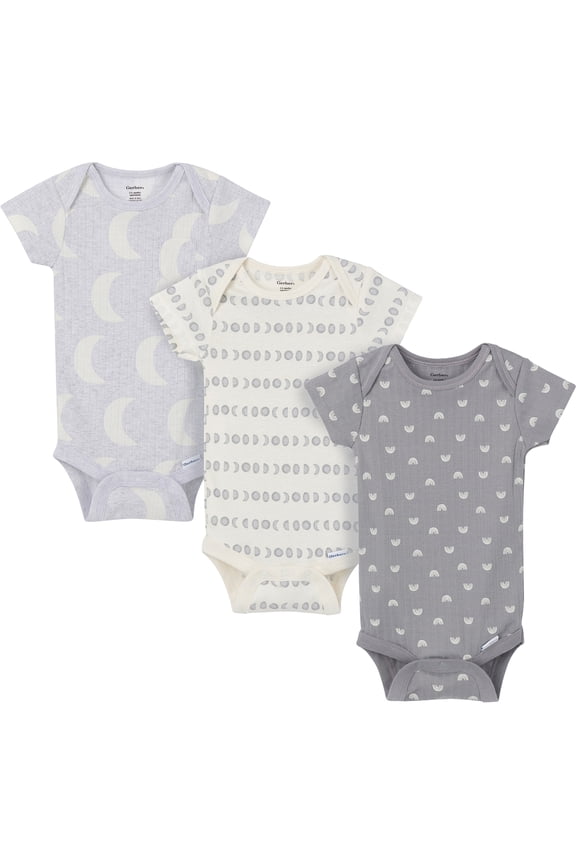 Gender Neutral Short Sleeve Variety Onesies, 3-Pack, Sizes Newborn - 6/9 Months