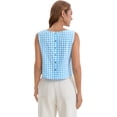 thumbnail image 4 of DARING DIVA Women's Gingham Summer Crop Tank Tops Button Back Sleeveless Shirts XL Blue, 4 of 7