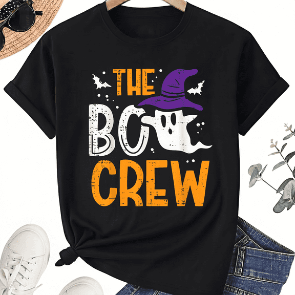 KeHetSoft Unisex Halloween The Boo Crew Cotton Graphic T-Shirt