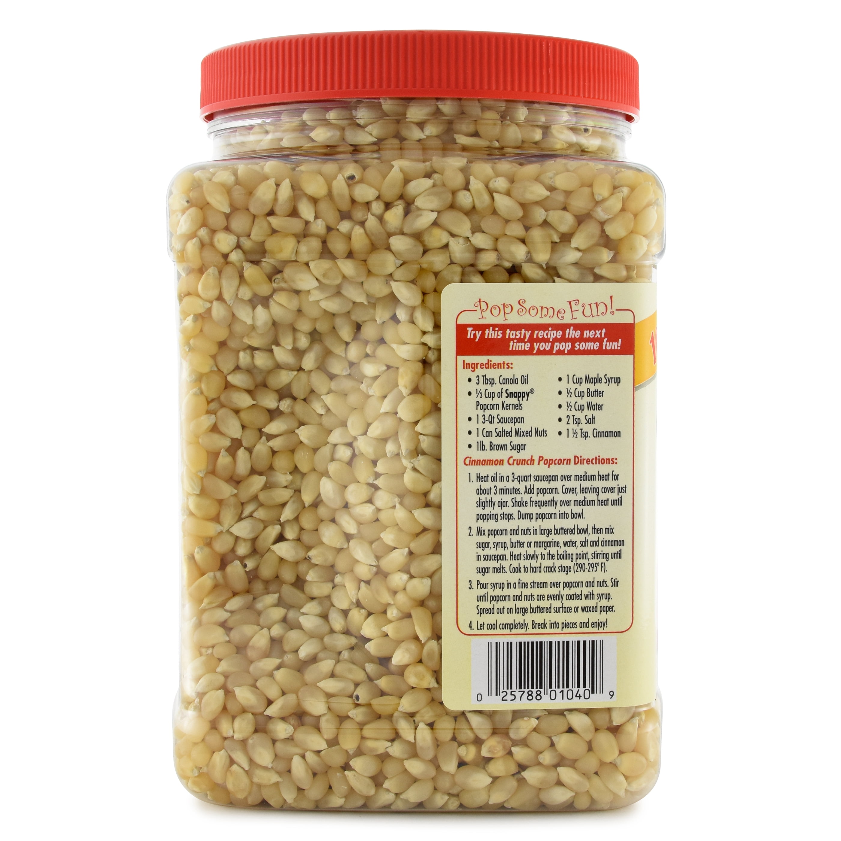 Snappy White Popcorn Kernels, 4 lb Resealable Jar, Non-GMO, for Machine or Stove
