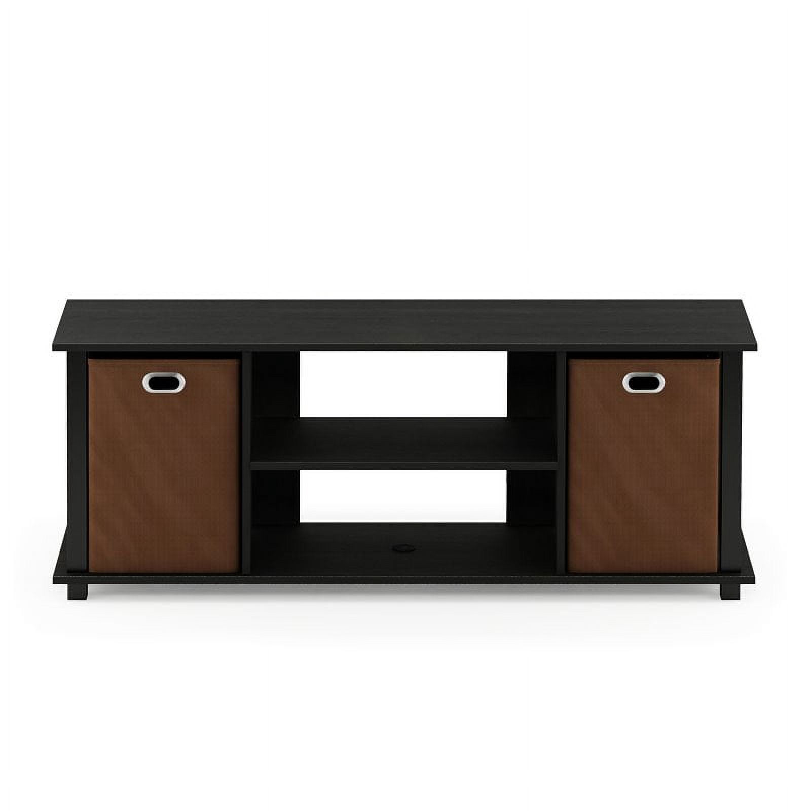 Furinno 13054AM-BK-MBR Econ Entertainment Center with & Storage Bins, Americano & Black & Medium Brown