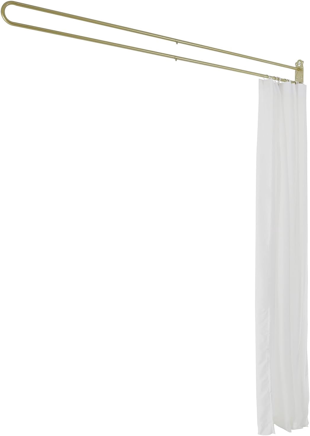 Privacy Partition Curtains, U-Shape Privacy Partition Curtain with Rod, 78.7 Inch Wide Room Divider for Bedroom/Office, White Velvet Drape & Gold Finish