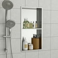 thumbnail image 3 of 13"x25" Brushed Nickel Stainless Steel Shower Niche - Double Shelf, Waterproof Built-in Storage for Bathroom Walls, Wet Rooms, Kitchens & Cupboards - Rust-Resistant SUS304, 3 of 9