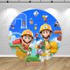 thumbnail image 4 of Fondos de Super Mario para decoración de fiestas, cubierta redonda, fondo para cumpleaños de niños, figura de juego, fotozona, accesorios cilíndricos, pancarta, 4 of 5