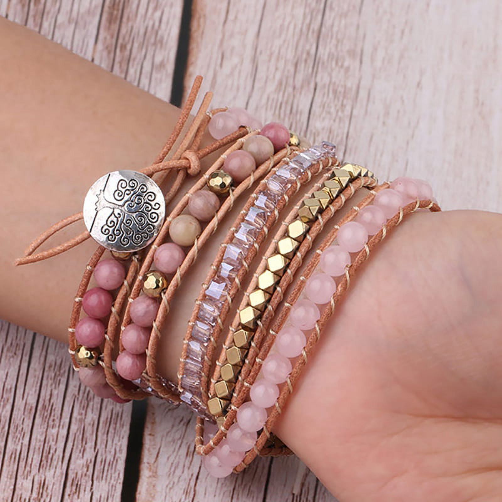 Tourmaline Stone Leather Wrap Bracelet Kit (9mm Stone Beads