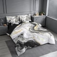 thumbnail image 2 of meiyoeat Modern Marble Art 7pcs Queen Bedding For Women Men,Abstract Swirl Design Bedding Comforter Set Queen For Adults,Black Reversible, 2 of 7