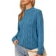 thumbnail image 4 of Suéter de punto de cuello redondo tejido de manga larga INSPIRE CHIC para mujer, color gris azul, talla XL, 4 of 6