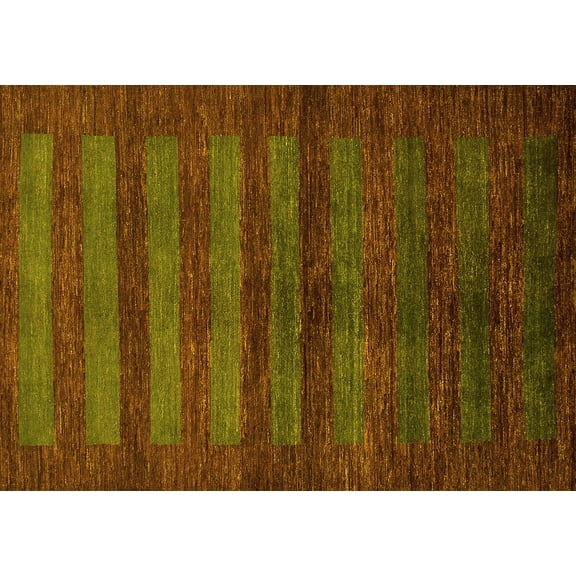 Ahgly Company Machine Washable Indoor Rectangle Abstract Yellow Modern Area Rugs, 5' x 7'