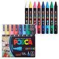 thumbnail image 1 of uni® POSCA PC-5M Water-Based Paint Markers, Reversible Medium Tip (1.8-2.5mm), Assorted Colors, 8 Pack, 1 of 9
