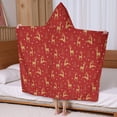 thumbnail image 5 of Red Christmas Golden Reindeer Pattern Hooded Bath Towel，60"x35" for Ages 3 To 12 Kids, Quick Dry Lightweight Soft Microfiber Hood Beach Towel Cover Up for Kids, 5 of 7
