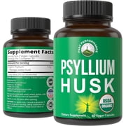 Peak Performance Organic Psyllium Husk Fiber Supplement Capsules, USDA Organic, Gluten-Free, Vegan, for Digestive Health