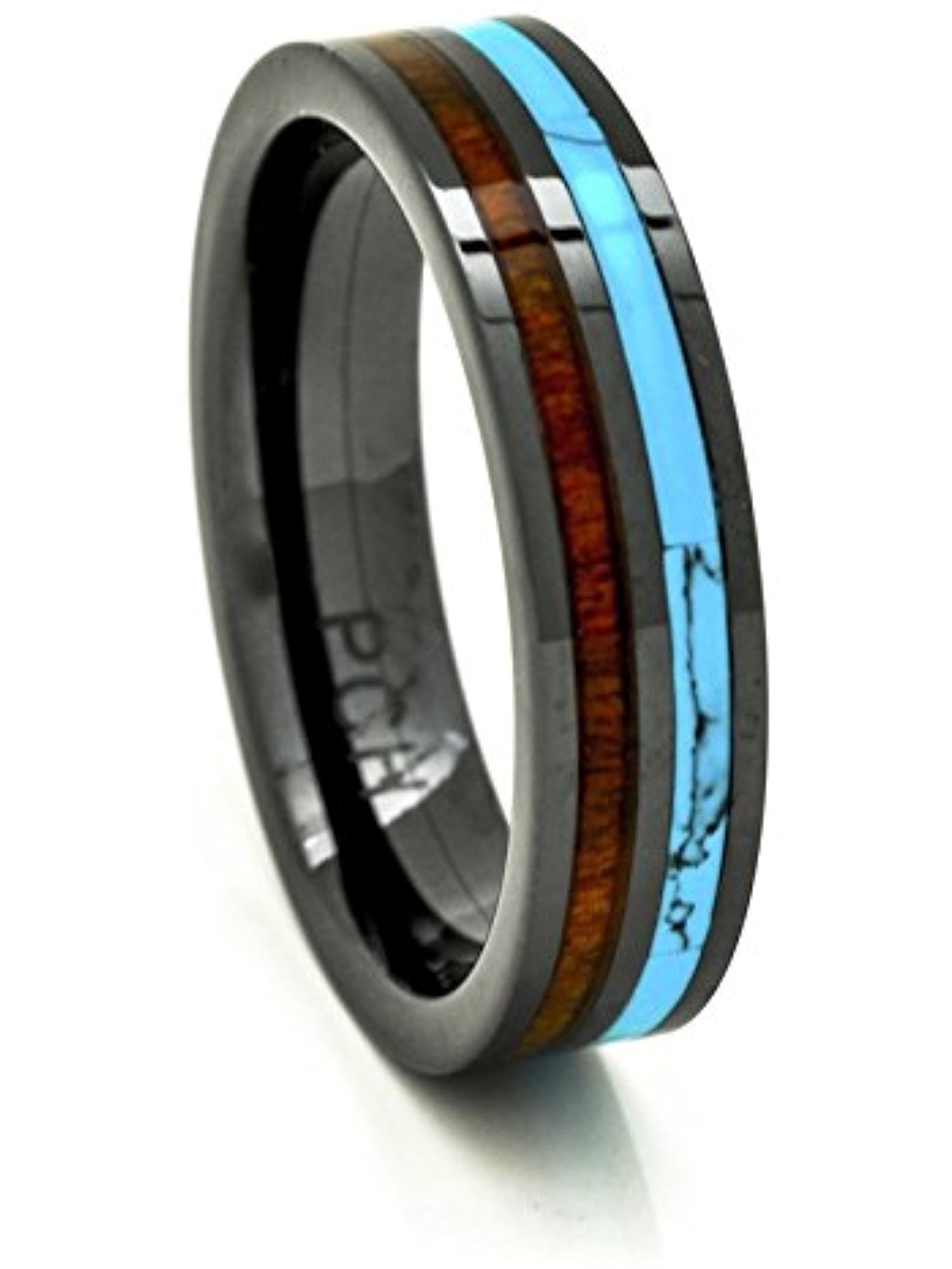PCH Rings Mens Womens Koa Wood Wedding Band with