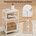 thumbnail image 3 of Small Side Table with 3-Tier Shelf, Wood End Table for Living Room Bedroom, Narrow Nightstand for Small Spaces, White, 3 of 8