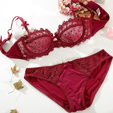 Sentmoon Lingerie for Women Thin Sponge Transparent Bra With Large Chest And Small Lace Women s SexyGather And Lift For Breathability Lingerie Bra Set Women s Lingerie  Sleep & Lounge Valentines Da