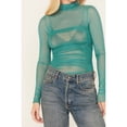 thumbnail image 3 of Free People Women's Under It All Ruched Mesh Bodysuit Teal X-Large  US, 3 of 4